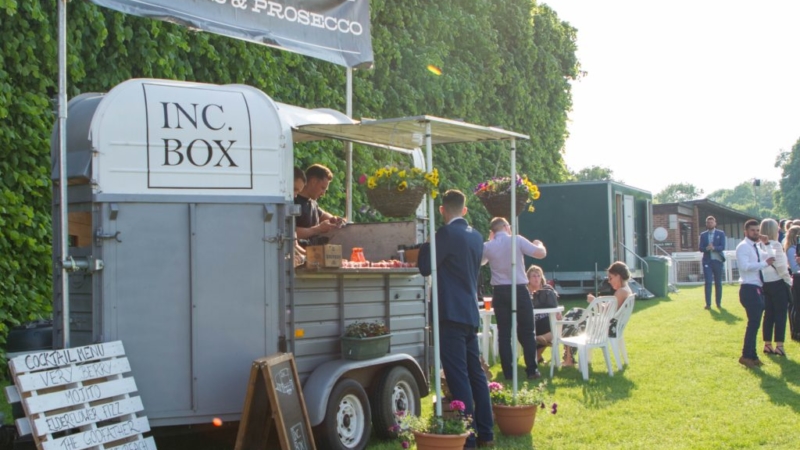 grandstand cocktails and prosecco stand